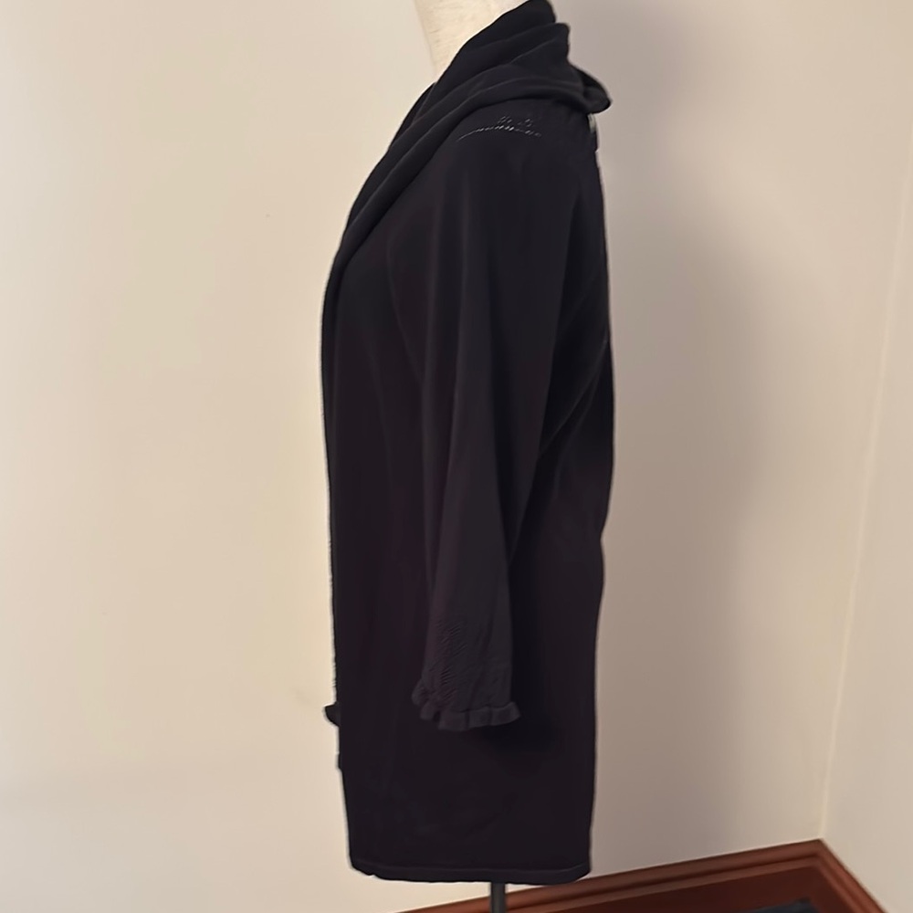 Style & Co Black Crew Neck Sweater Lightweight Knit w/removable scarf - Picture 3 of 8